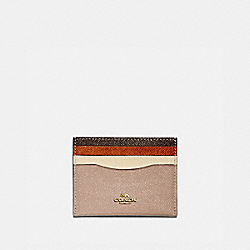 COACH 12070 Card Case In Colorblock BRASS/TAUPE GINGER MULTI