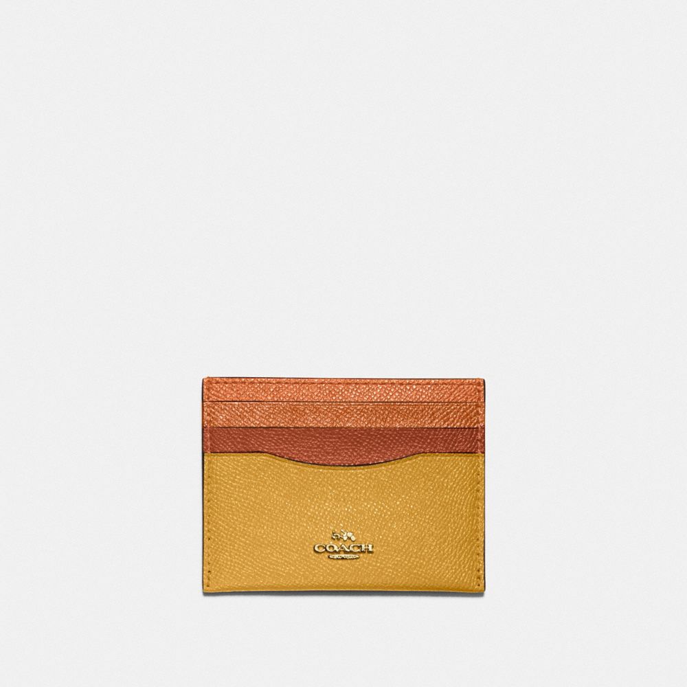 COACH 12070 Card Case In Colorblock Brass/Buttercup Multi