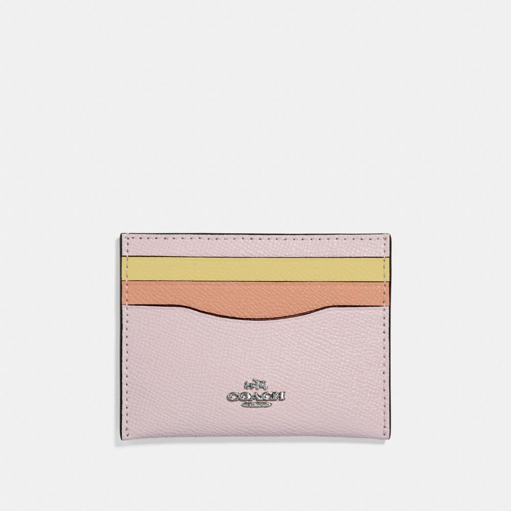 COACH CARD CASE IN COLORBLOCK - ICE PINK MULTI/SILVER - 12070