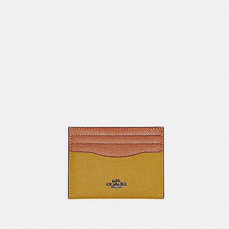 COACH 12070 Card Case In Colorblock Pewter/Flax