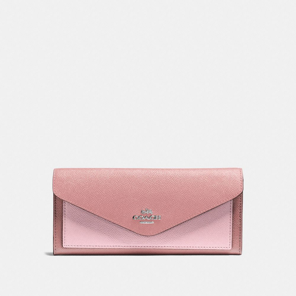 COACH 12122 - SOFT WALLET IN COLORBLOCK SV/LIGHT BLUSH MULTI