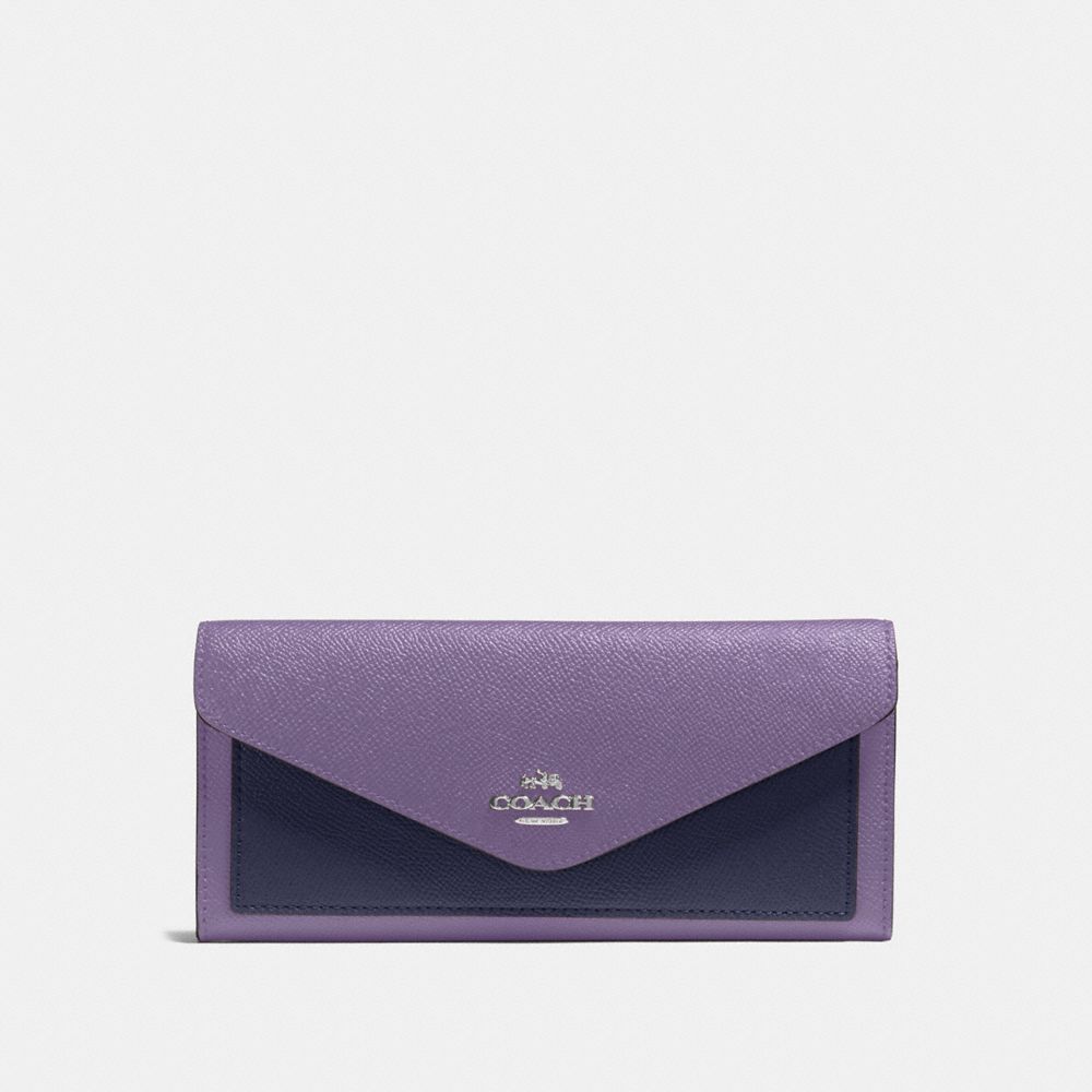 COACH 12122 - SOFT WALLET IN COLORBLOCK DUSTY LAVENDER MULTI/SILVER