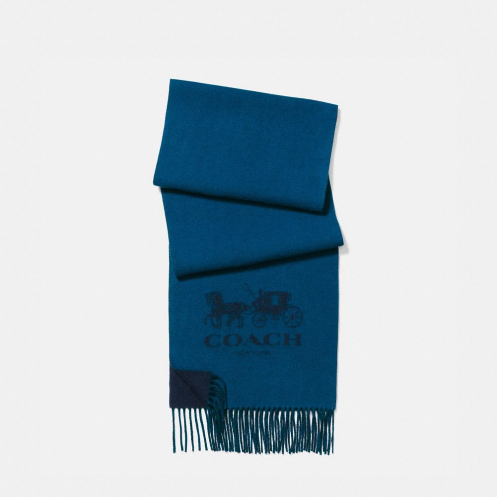 COACH SIGNATURE CASHMERE SCARF - NAVY/DENIM - 12166