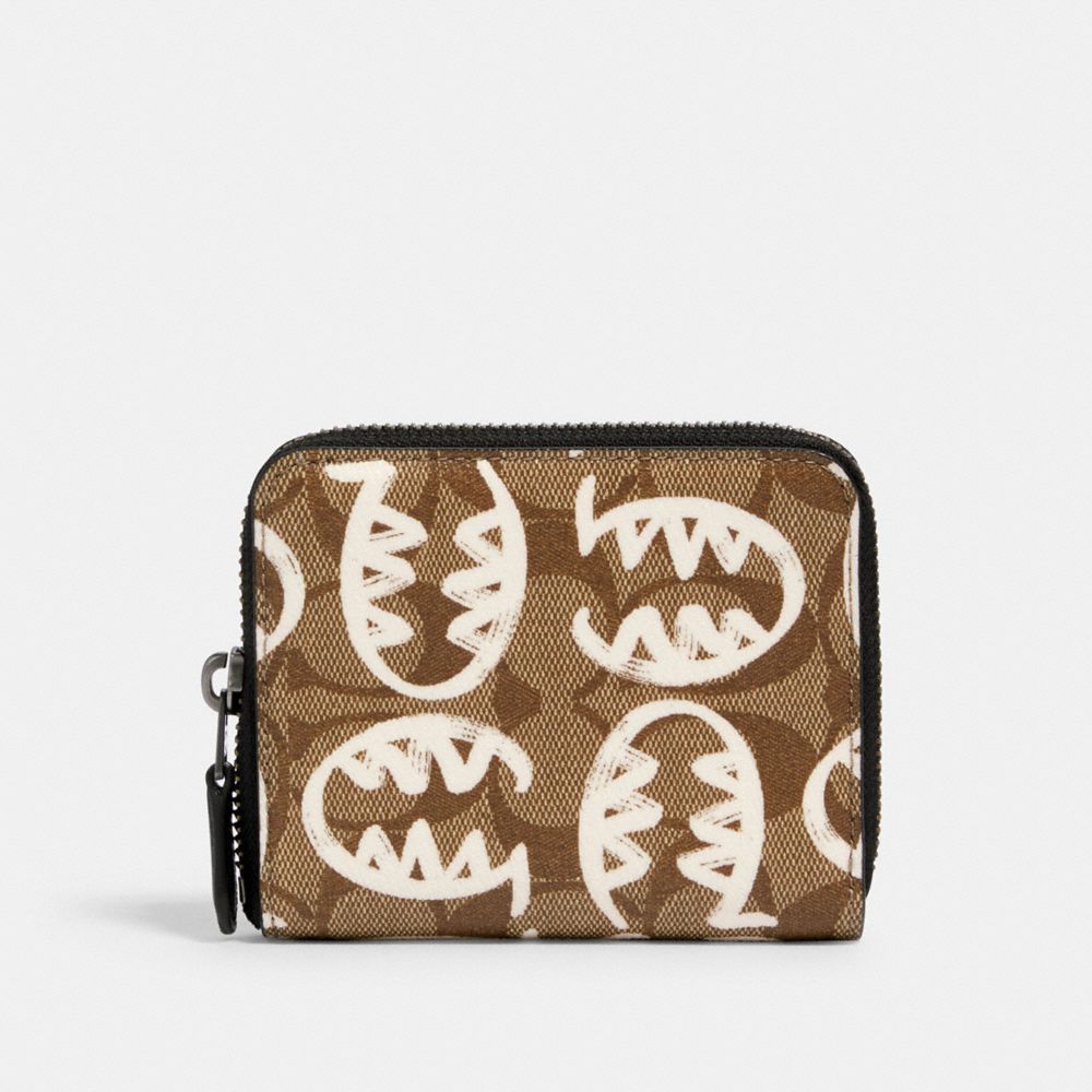 COACH 1259 MEDIUM ZIP AROUND WALLET IN SIGNATURE CANVAS WITH REXY BY GUANG YU QB/TAN-CHALK