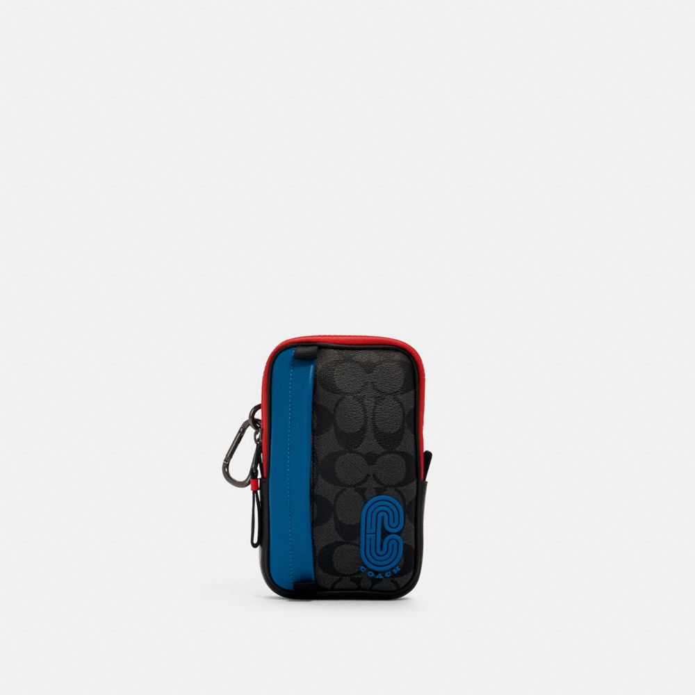 NORTH/SOUTH HYBRID POUCH IN COLORBLOCK SIGNATURE CANVAS WITH COACH PATCH - 1264 - QB/CHARCOAL/ BLUE JAY MULTI