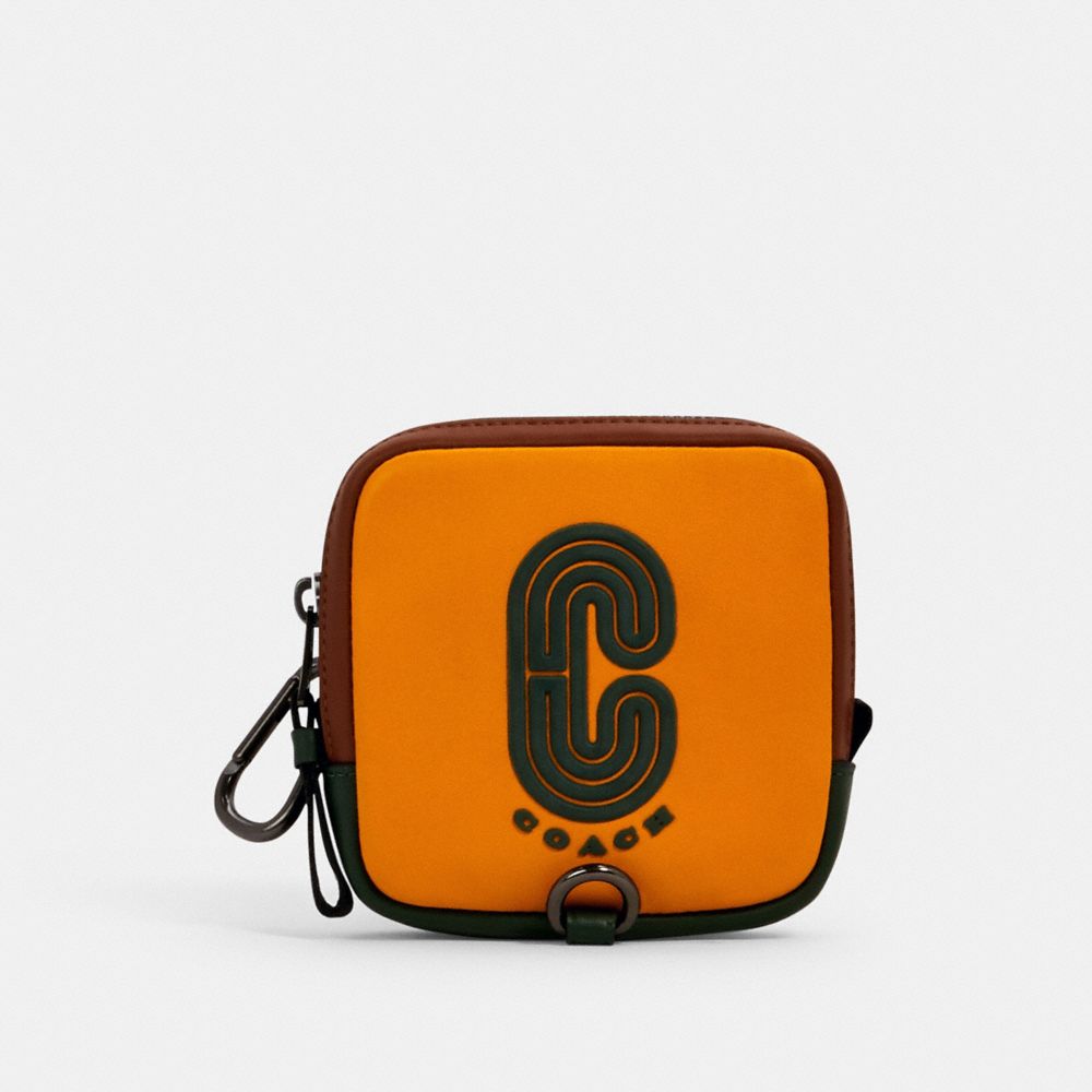 COACH 1265 SQUARE HYBRID POUCH IN COLORBLOCK WITH COACH PATCH QB/TUMERIC/-DARK-CLOVER-MULRI