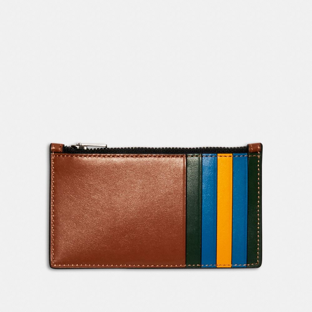 ZIP CARD CASE IN COLORBLOCK - QB/REDWOOD MUTLI - COACH 1273