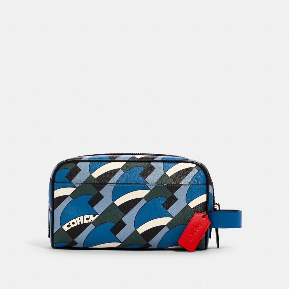 SMALL TRAVEL KIT WITH DECO BRIDGE GEO PRINT - QB/BLUE JAY MULTI - COACH 1275