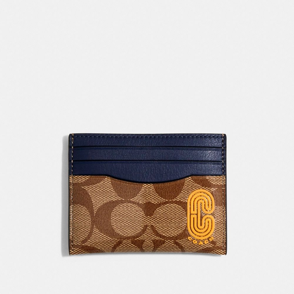 COACH 1298 - SLIM CARD CASE IN COLORBLOCK SIGNATURE CANVAS WITH COACH PATCH QB/TAN MULTI