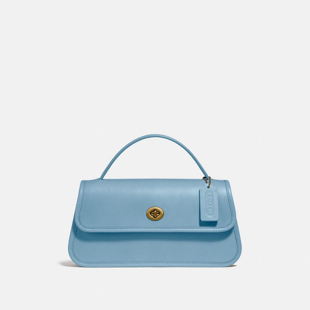 COACH 129 Turnlock Clutch BRASS/AZURE