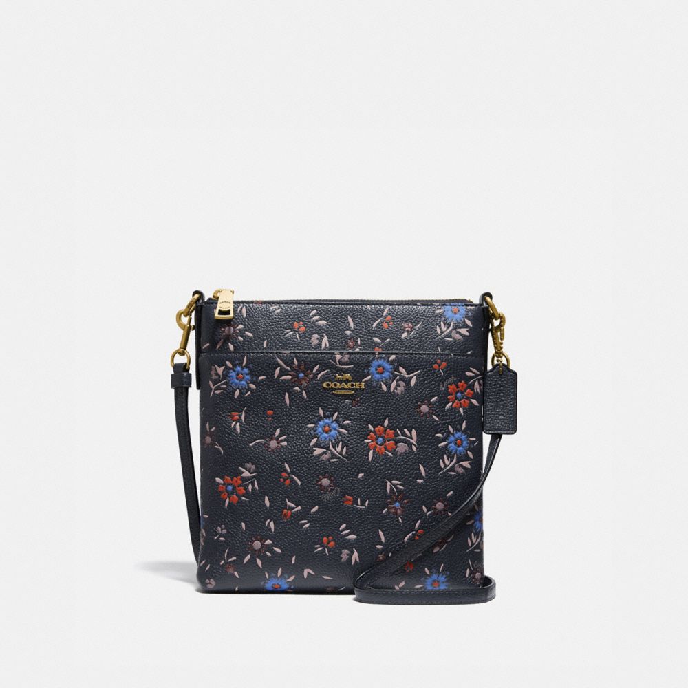 COACH KITT MESSENGER CROSSBODY WITH WILDFLOWER PRINT - B4/MIDNIGHT NAVY MULTI - 1346