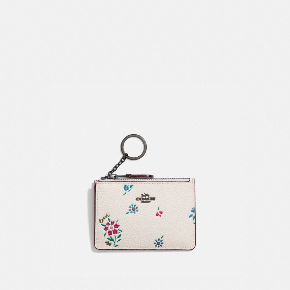 COACH 1353 Mini Skinny Id Case With Wildflower Print V5/CHALK