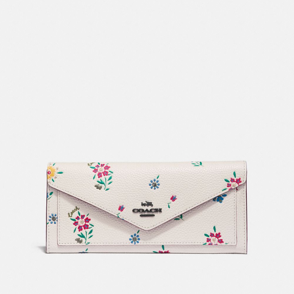 COACH 1363 SOFT WALLET WITH WILDFLOWER PRINT V5/CHALK