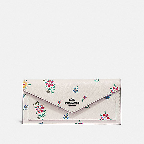 COACH 1363 SOFT WALLET WITH WILDFLOWER PRINT V5/CHALK