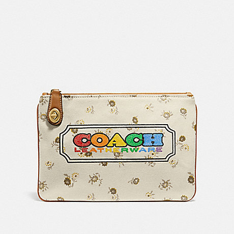 COACH Turnlock Pouch 26 With Rainbow Coach Badge - BRASS/MULTI - 1365