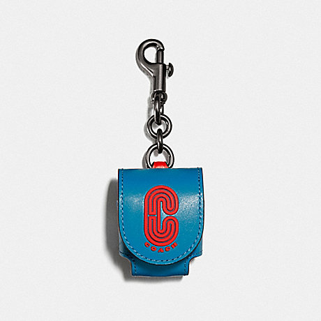 COACH 1422 EARBUD CASE BAG CHARM IN COLORBLOCK WITH COACH PATCH QB/BLUE-JAY-MIAMI-RED