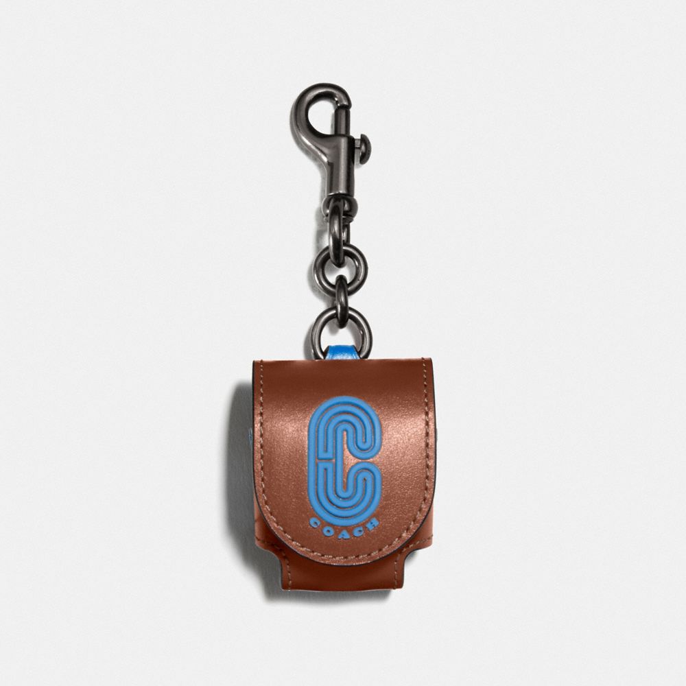 EARBUD CASE BAG CHARM IN COLORBLOCK WITH COACH PATCH - QB/REDWOOD MUTLI - COACH 1422