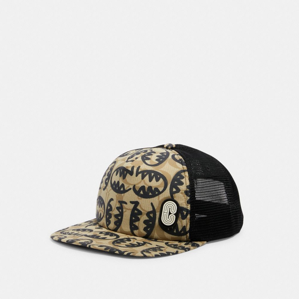 COACH FLAT BRIM HAT IN SIGNATURE NYLON WITH REXY BY GUANG YU - KHAKI MULTI - 1439