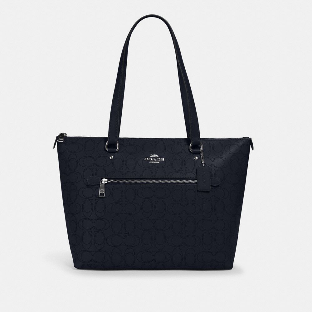 COACH GALLERY TOTE IN SIGNATURE LEATHER - SV/MIDNIGHT - 1499