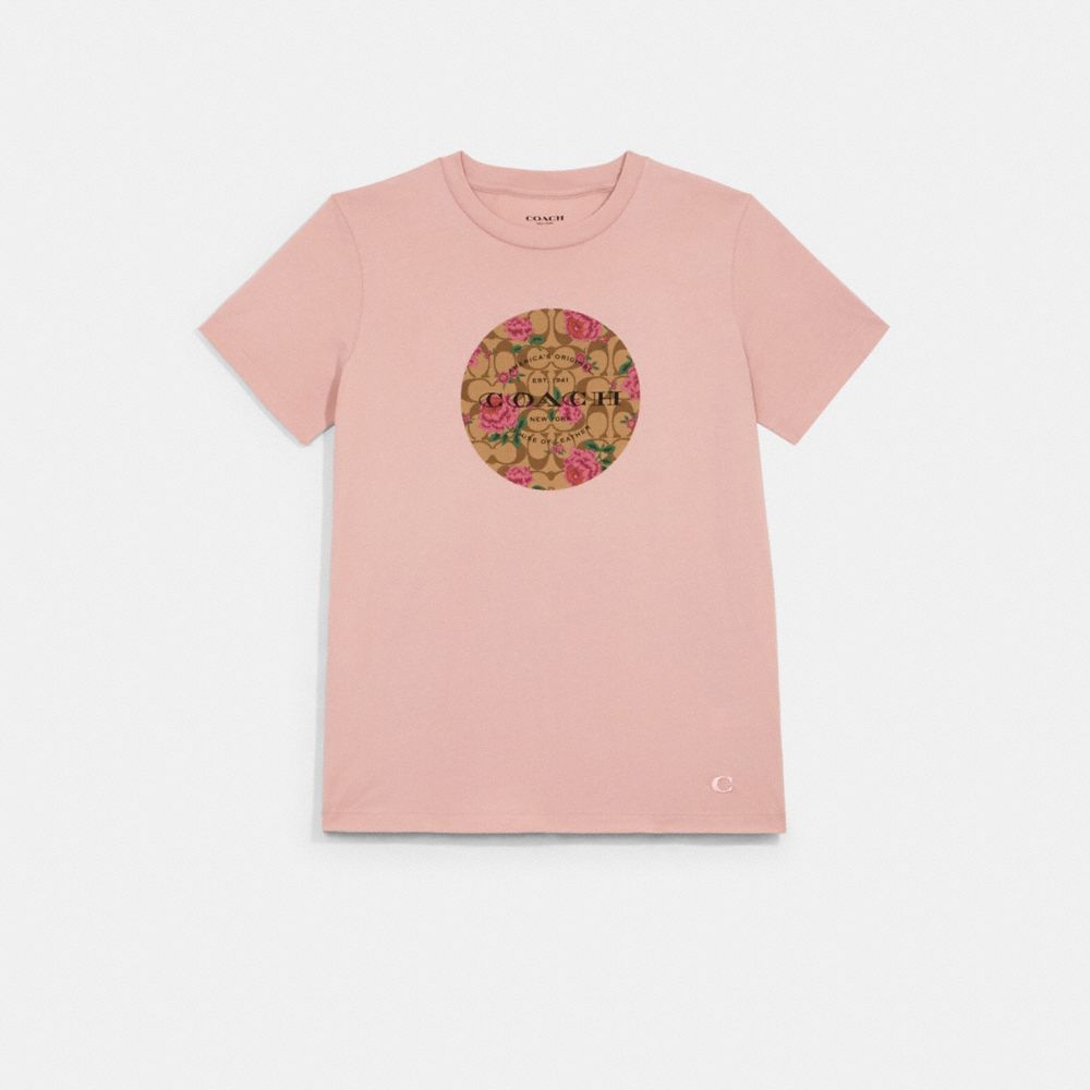 COACH 1517 Signature Floral T-shirt LIGHT ROSE