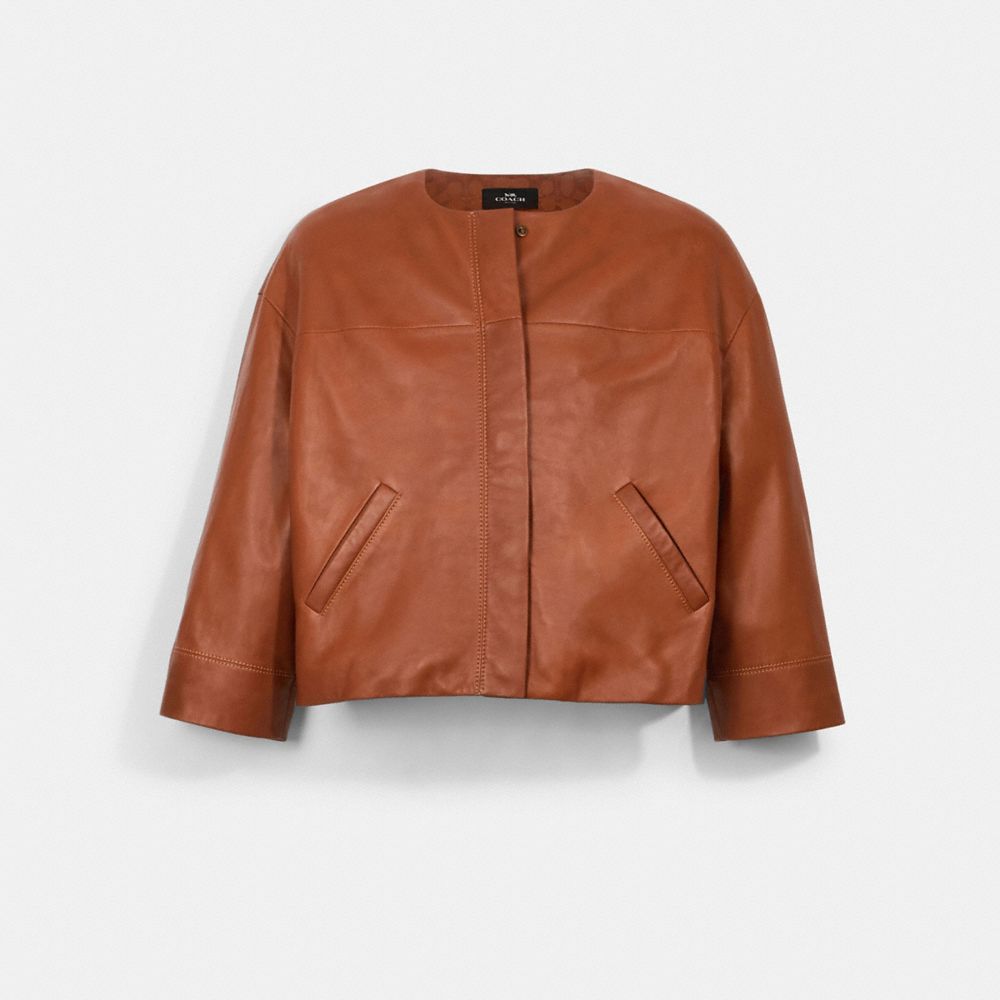 COACH 1522 Lightweight Leather Jacket SADDLE