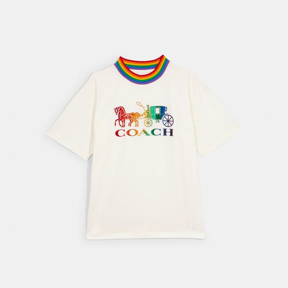 COACH 1536 Coach Rainbow Neck T-shirt WHITE