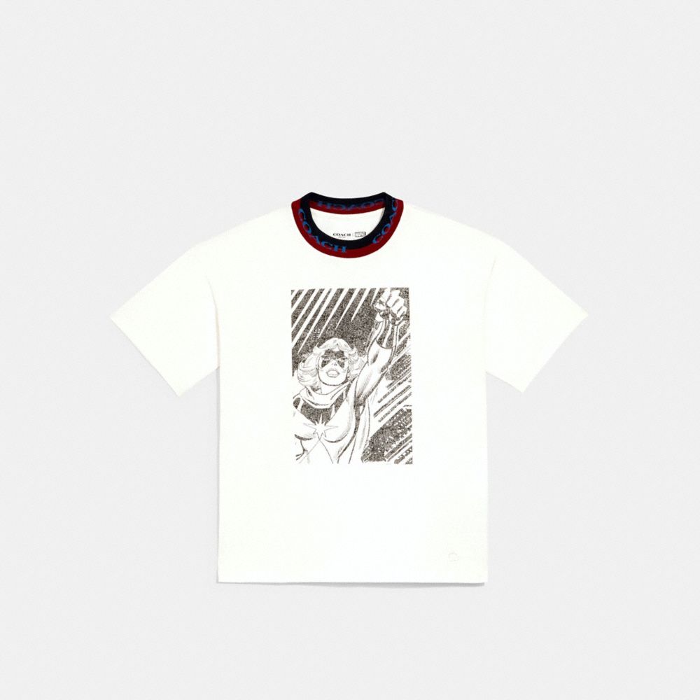 COACH â”‚ MARVEL RIB NECK T-SHIRT - WHITE - COACH 1553