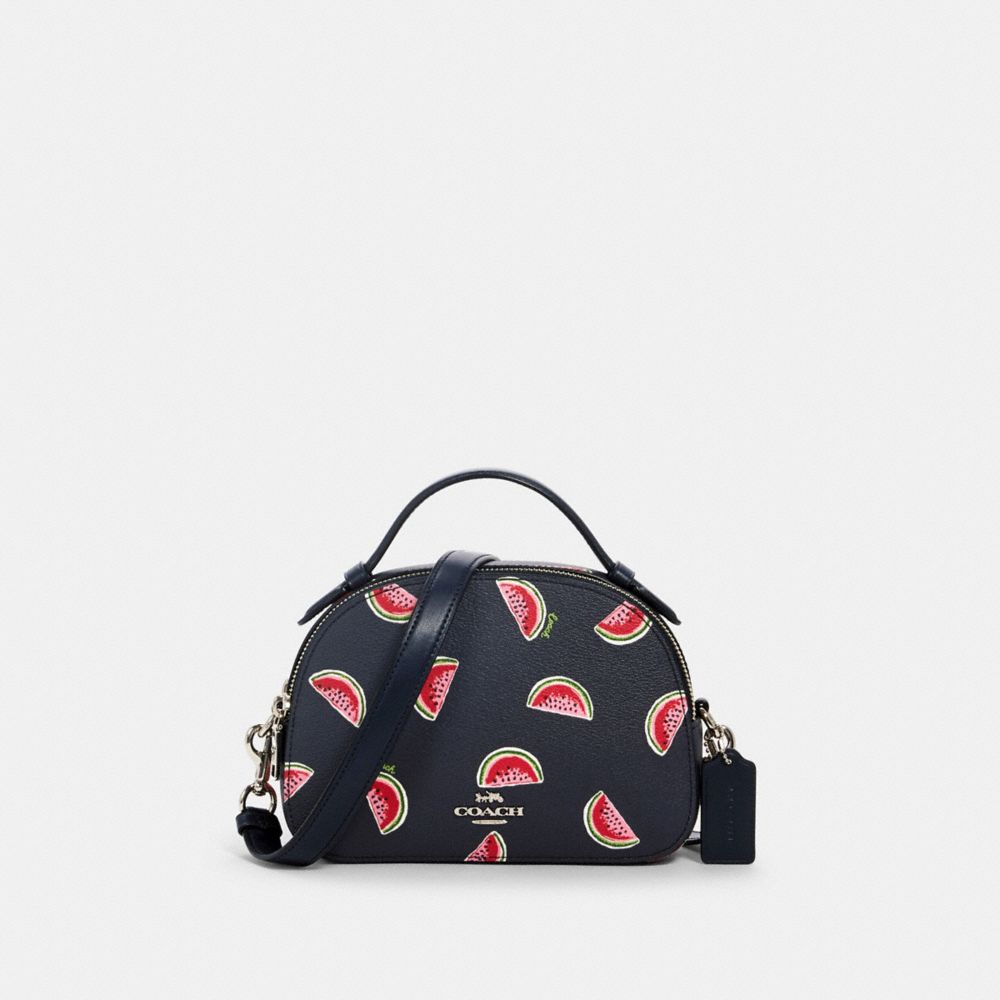 COACH SERENA SATCHEL WITH WATERMELON PRINT - SV/NAVY RED MULTI - 1594