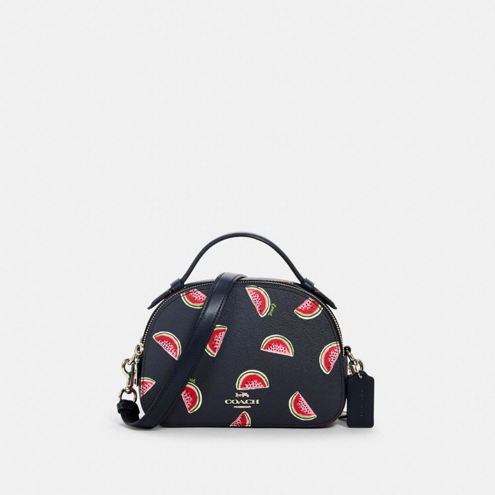 COACH 1594 Serena Satchel With Watermelon Print SV/NAVY RED MULTI