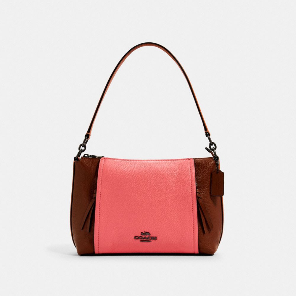 COACH 1598 Small Marlon Shoulder Bag In Colorblock QB/REDWOOD/PINK LEMONADE MULTI