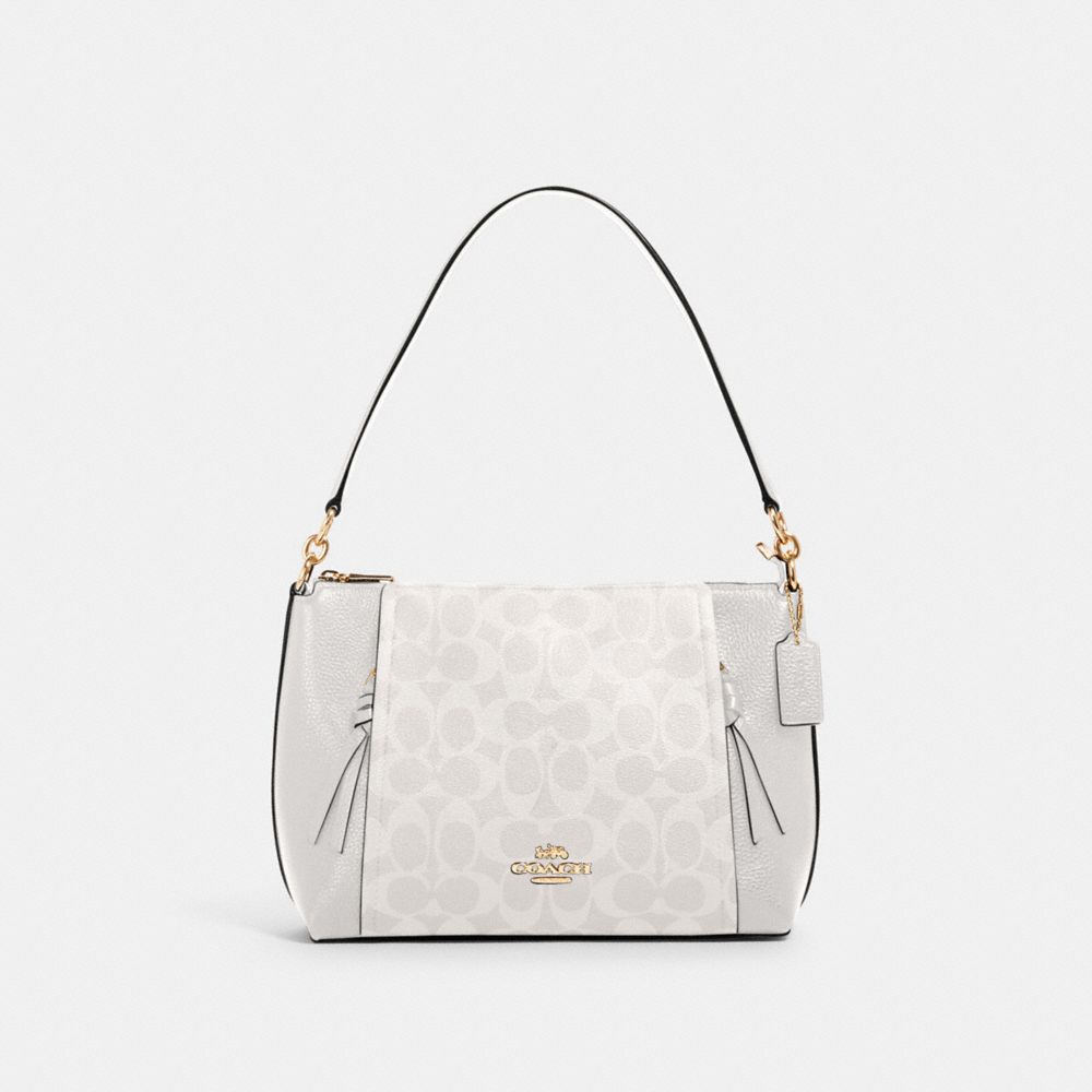 COACH SMALL MARLON SHOULDER BAG IN SIGNATURE CANVAS - IM/CHALK/GLACIERWHITE - 1600