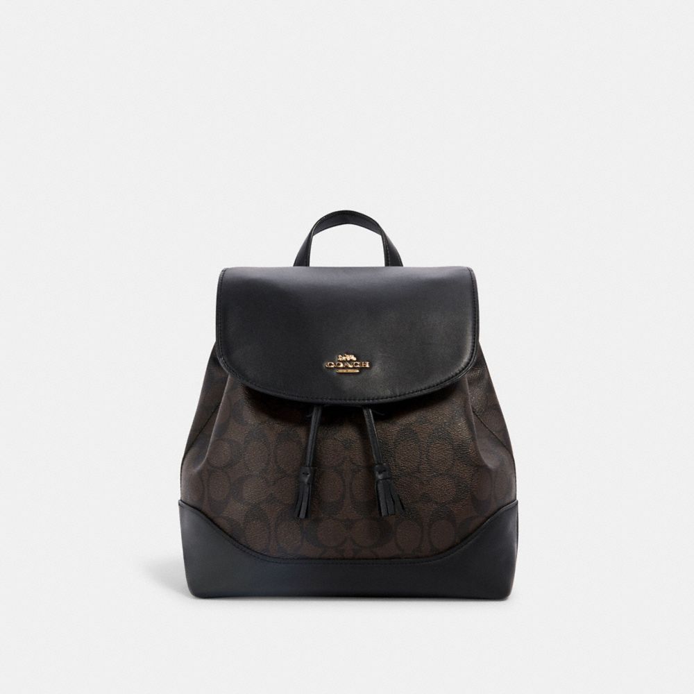 ELLE BACKPACK IN SIGNATURE CANVAS - IM/BROWN BLACK - COACH 1613
