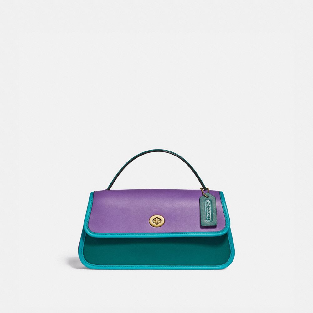 COACH 161 - TURNLOCK CLUTCH IN COLORBLOCK B4/BRIGHT VIOLET MULTI