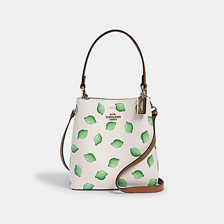 COACH SMALL TOWN BUCKET BAG WITH LIME PRINT - IM/CHALK GREEN MULTI - 1625