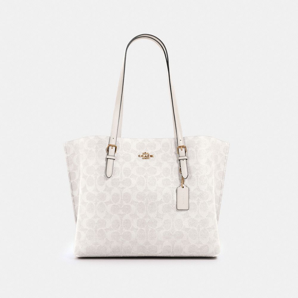 MOLLIE TOTE IN SIGNATURE CANVAS - 1665 - IM/CHALK/GLACIERWHITE