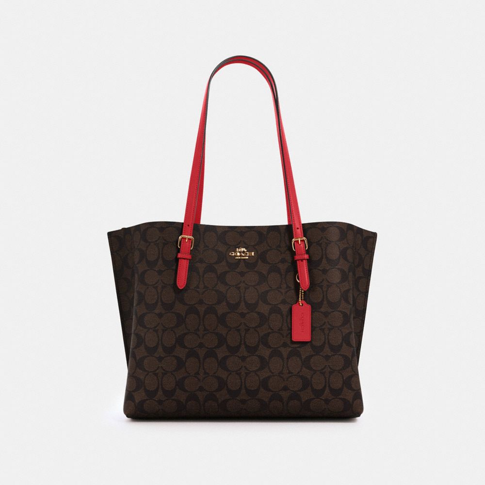 COACH 1665 Mollie Tote In Signature Canvas IM/BROWN 1941 RED