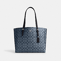 Mollie Tote In Signature Canvas - 1665 - Silver/Denim/Midnight Navy