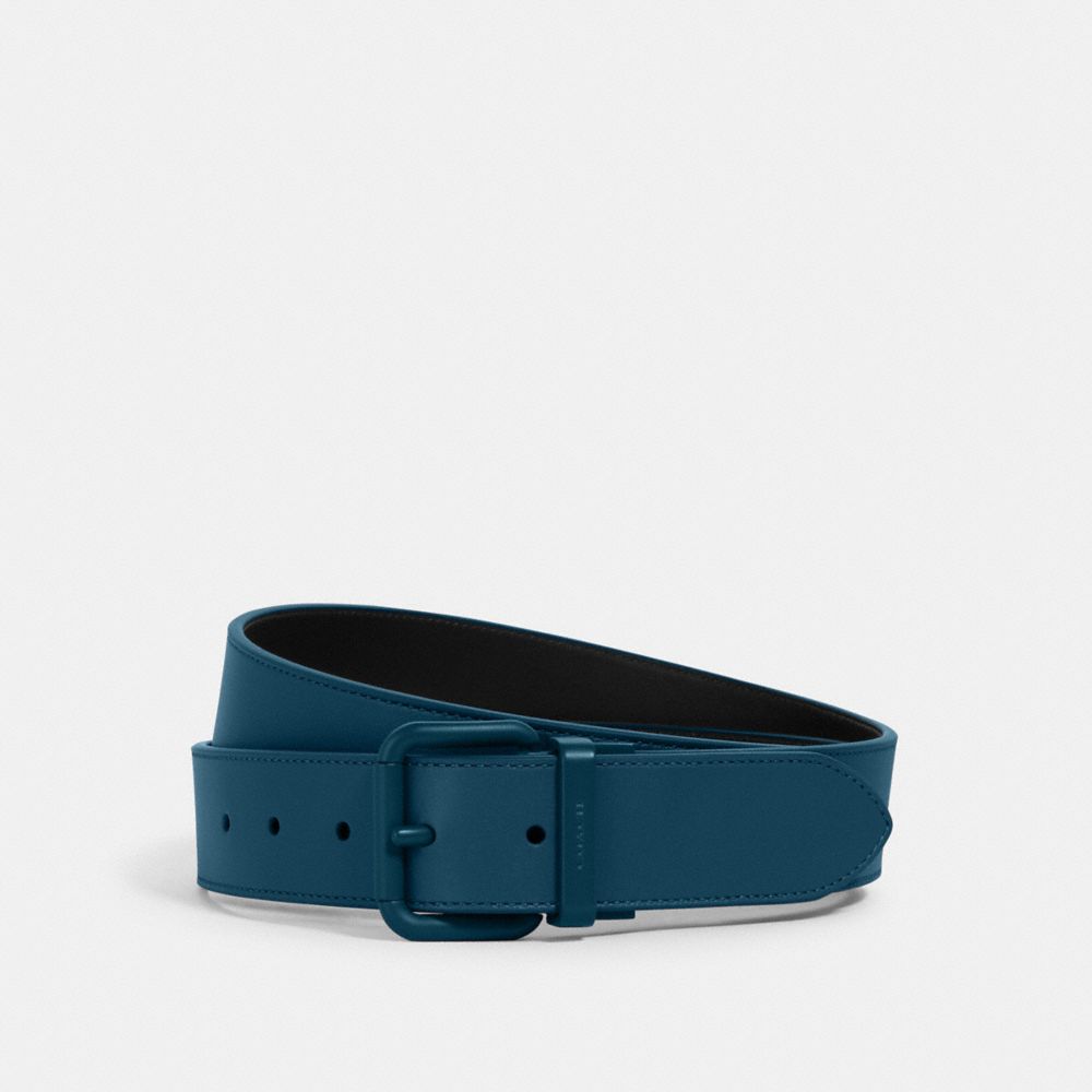 COACH 1667 Roller Buckle Cut-to-size Reversible Belt, 38mm QB/REEF BLUE/ MIDNIGHT NAVY