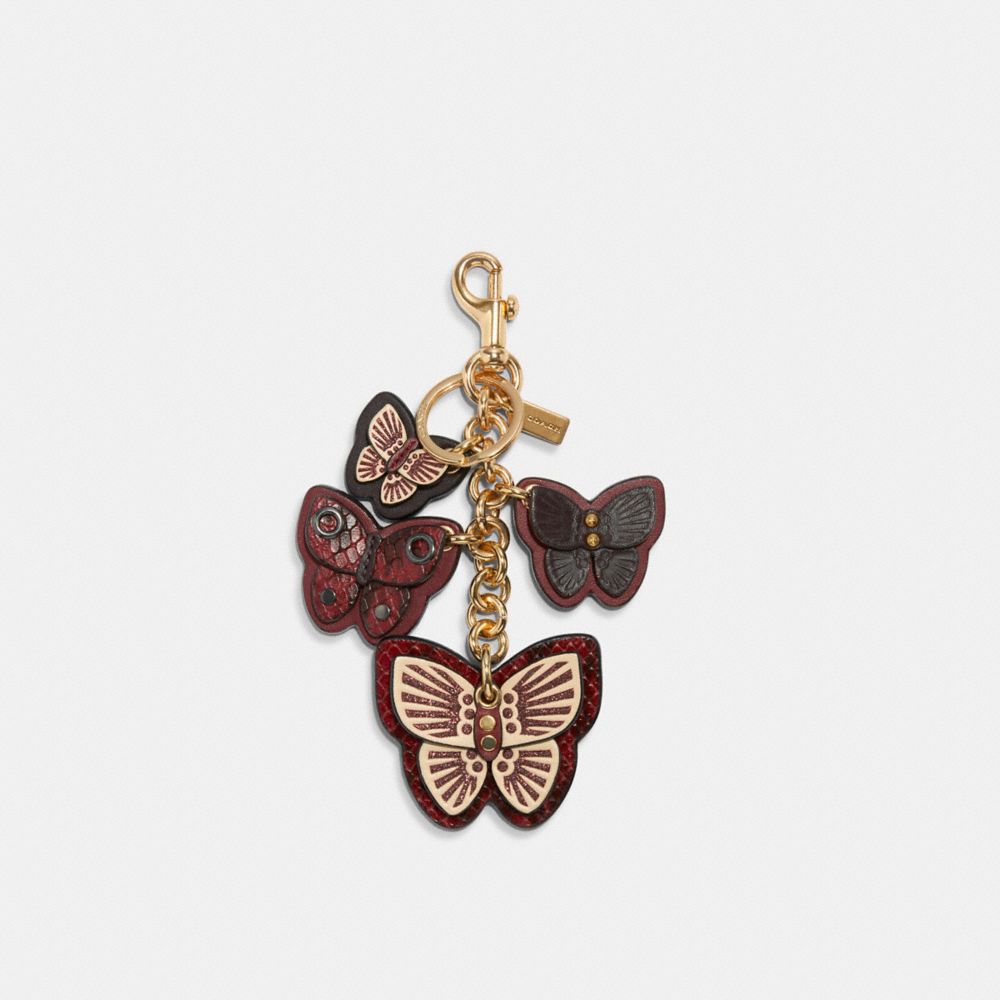 COACH BUTTERFLY CLUSTER BAG CHARM - IM/WINE MULTI - 1674