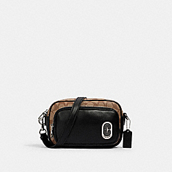 COACH 1695 - COURT CROSSBODY IN SIGNATURE CANVAS WITH COACH PATCH SV/KHAKI/BLACK