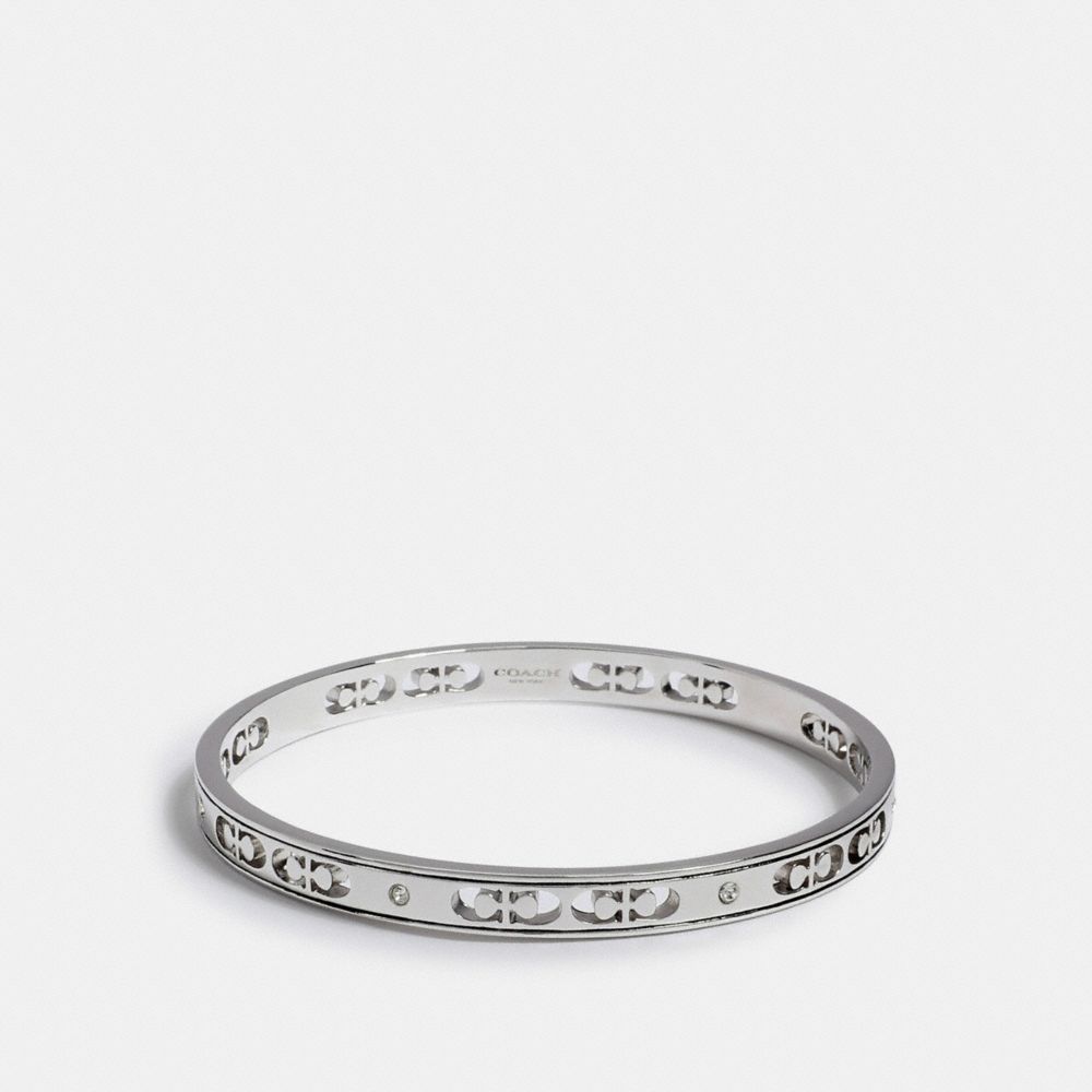 COACH 1707 SIGNATURE CRYSTAL BANGLE SILVER