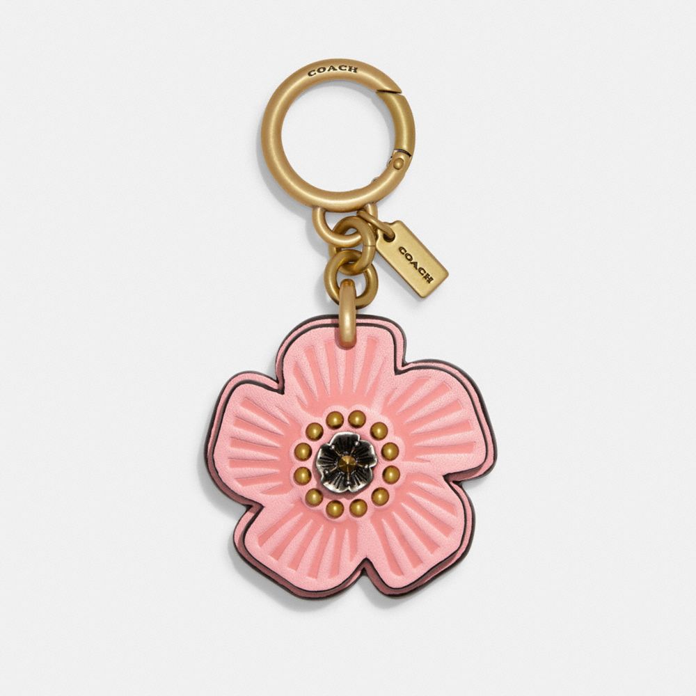COACH 17449 Tea Rose Bag Charm BRASS/BUBBLEGUM