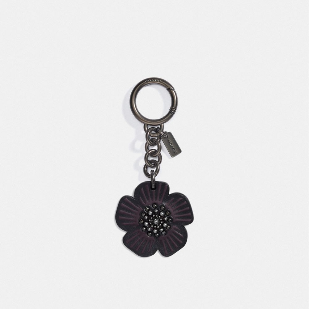 COACH TEA ROSE BAG CHARM - BLACK/BLACK - 17449