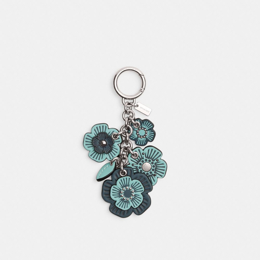 COACH 17451 Tea Rose Mix Bag Charm Silver/Faded Blue Multi