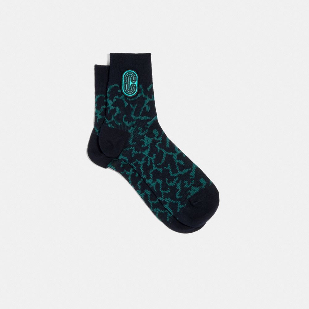 COACH 174 - ANIMAL PRINT SOCKS GREEN MULTI