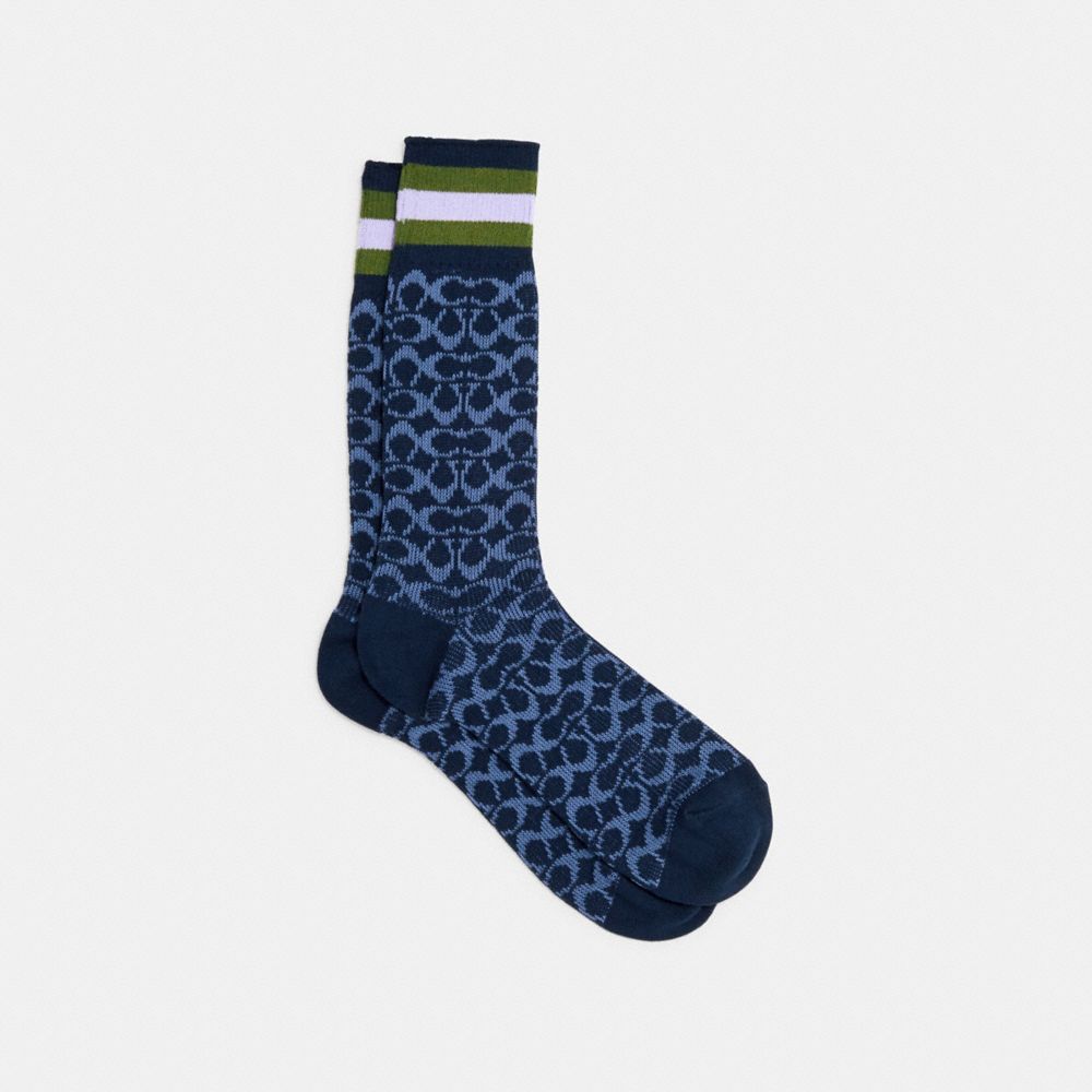 COACH 176 Signature Socks MIDNIGHT NAVY