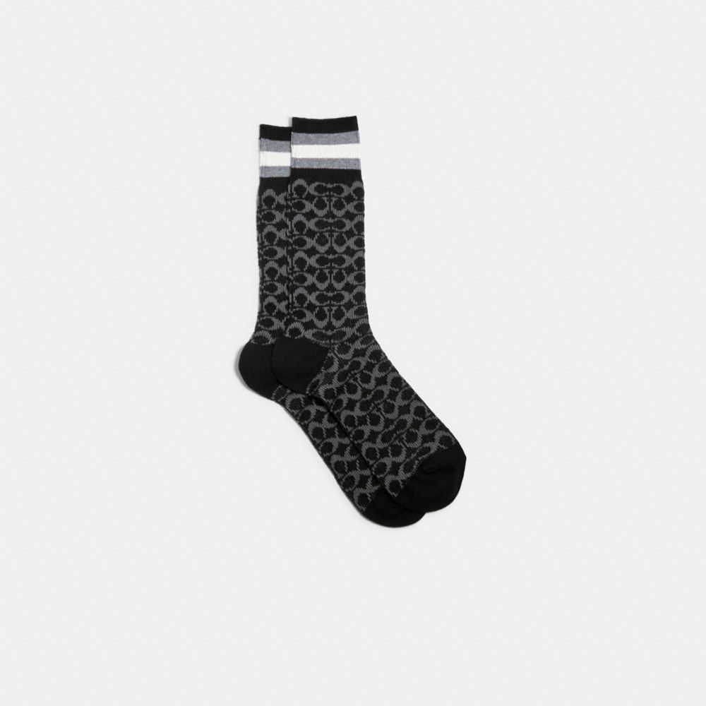 COACH 176 Signature Socks BLACK MULTI