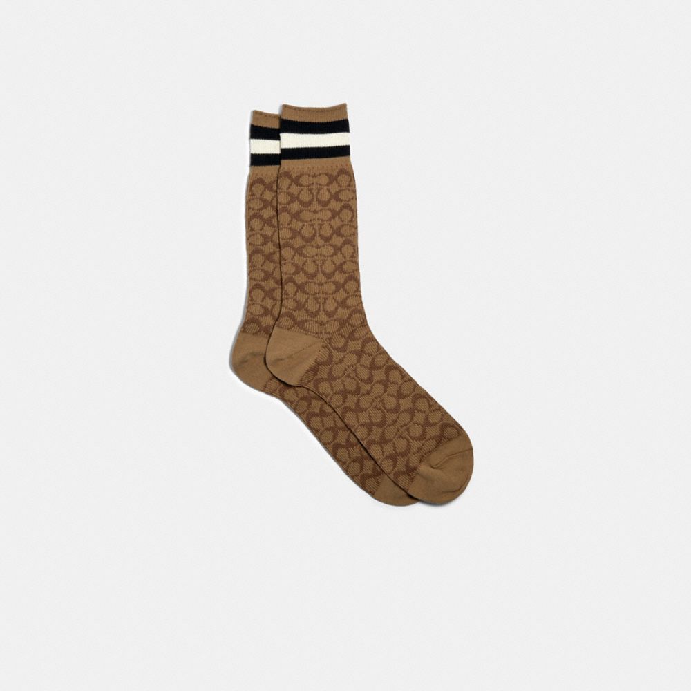 COACH 176 SIGNATURE SOCKS KHAKI-MULTI