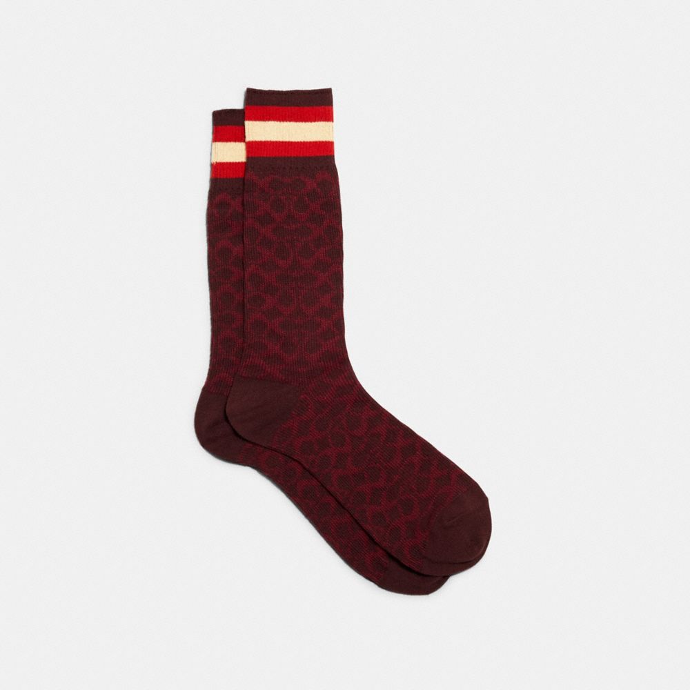 COACH SIGNATURE SOCKS - WINE - 176