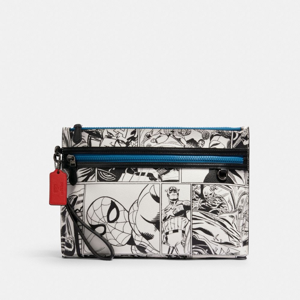 COACH 1828 COACH â”‚ MARVEL CARRYALL POUCH WITH COMIC BOOK PRINT QB/BLACK MULTI